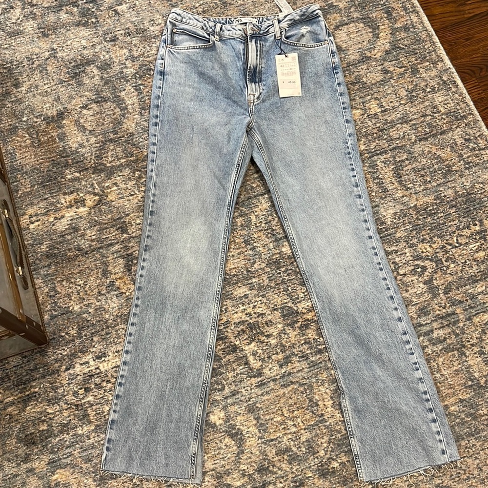 ZARA Slim flare High Rise Split Hem Size 10